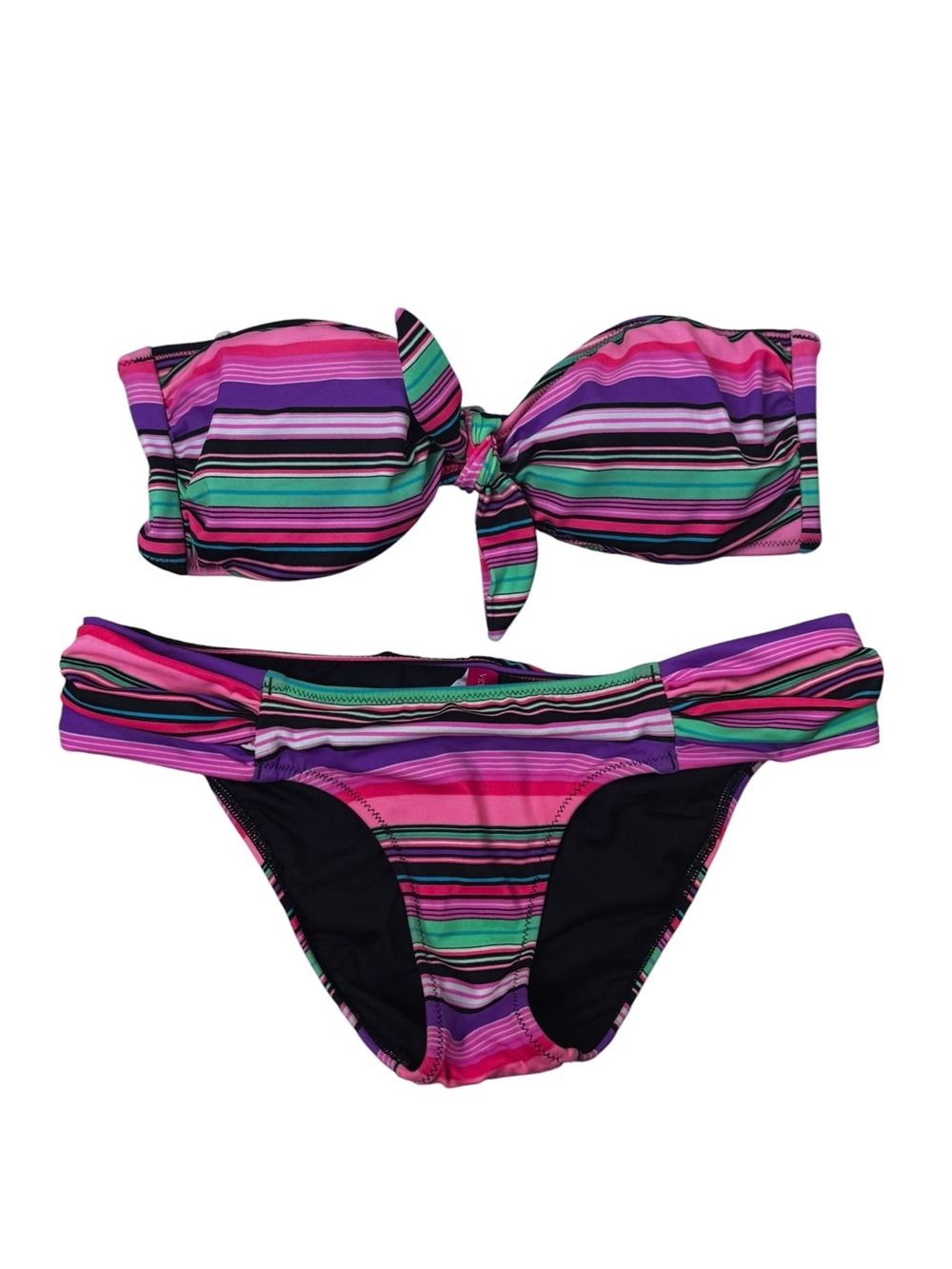 Victoria's Secret Multicolor Pink Purple Striped Bikini Set Top Small Bottom XS